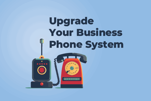 Business using a modern VoIP phone system with headsets and cloud calling