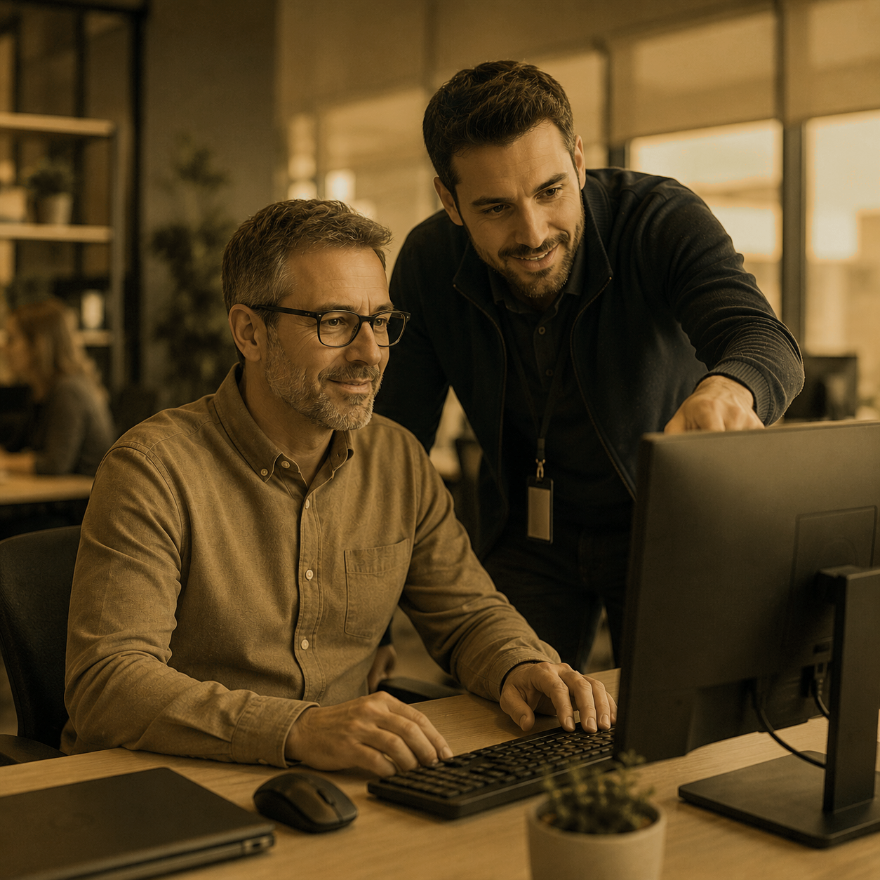 working on an it help desk ticket with customer