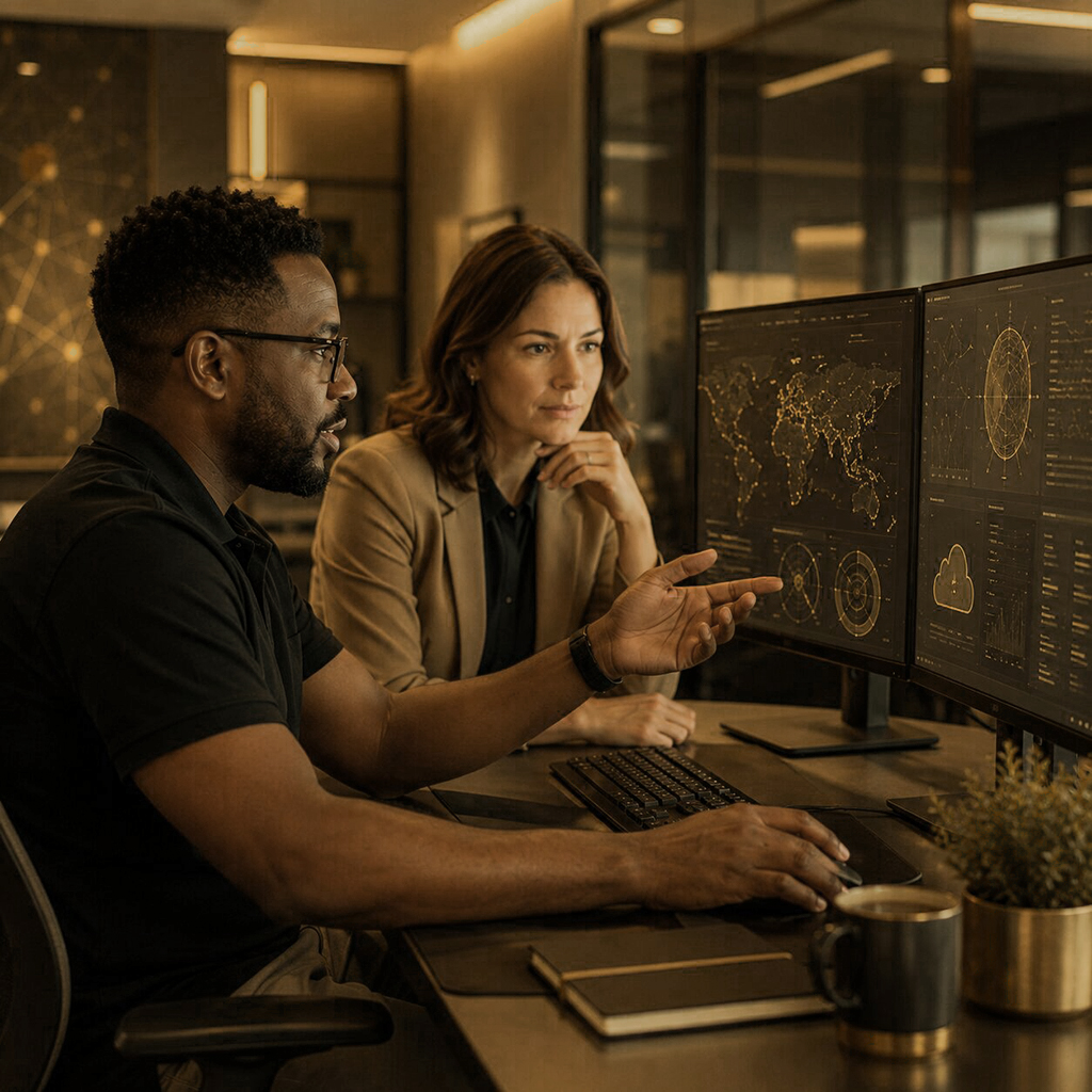 managed cyber security consultant talking with a prospect