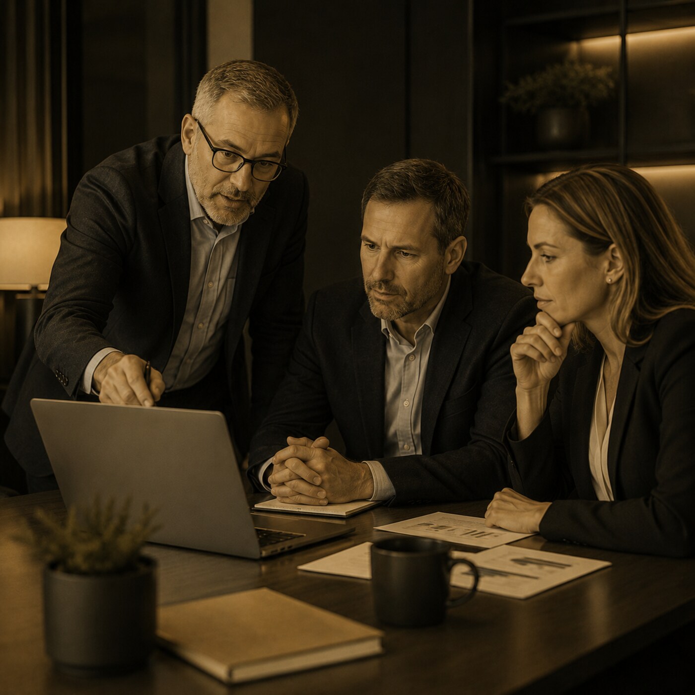 IT advisor and business leaders reviewing a technology roadmap