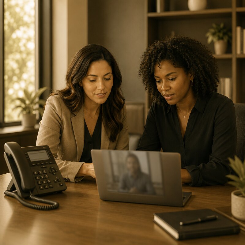 New Jersey team planning phone communications for office and remote employees