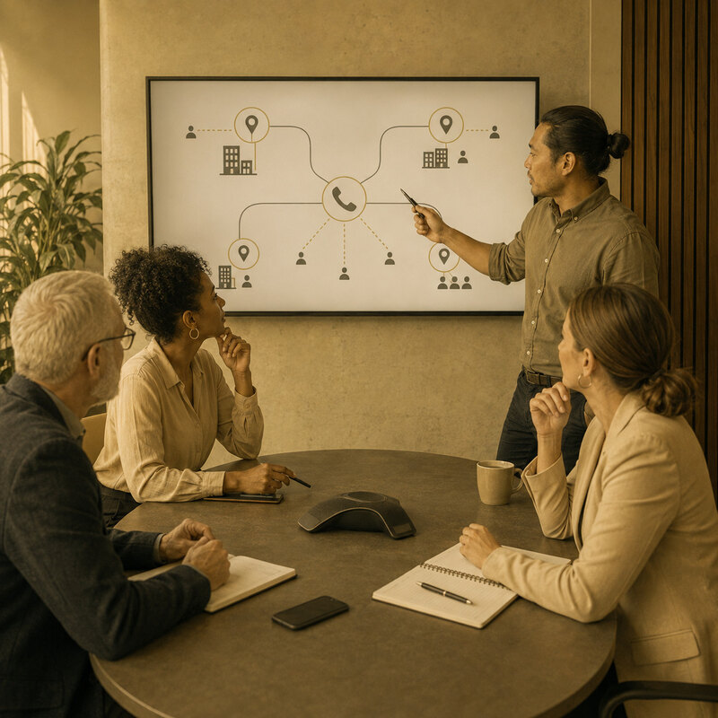 New Jersey leadership team planning communications across business locations