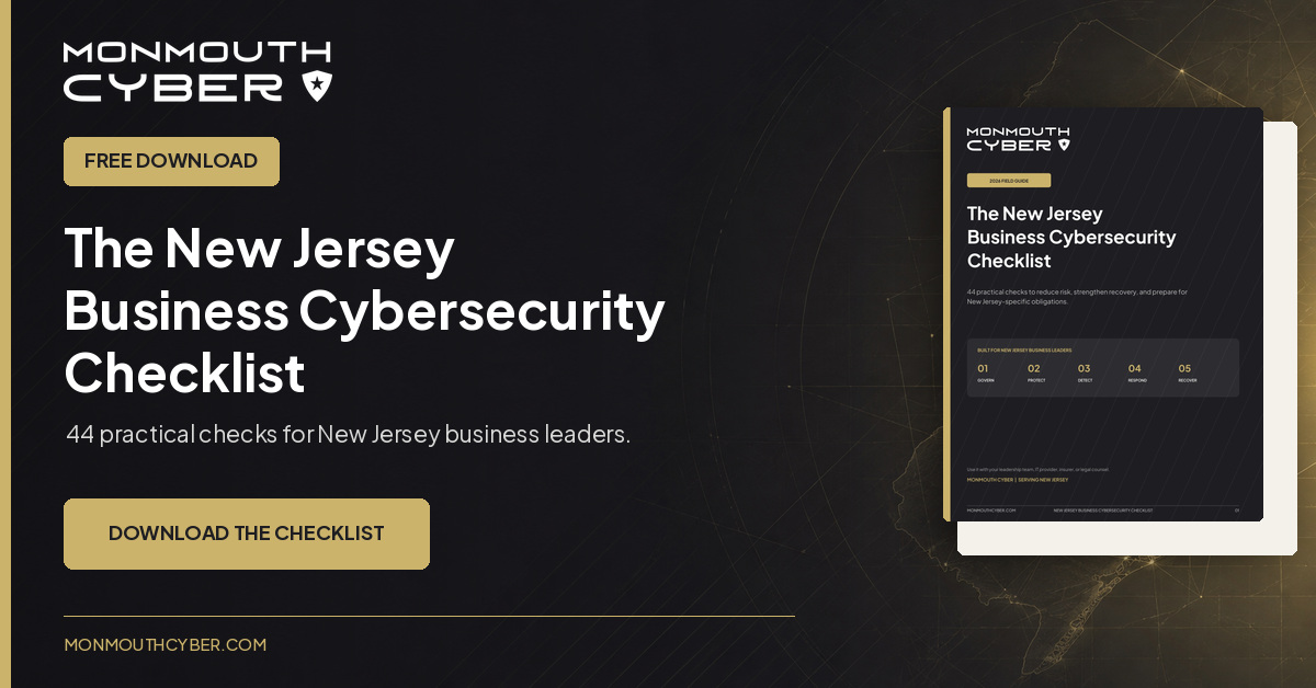 Free New Jersey Business Cybersecurity Checklist from Monmouth Cyber.