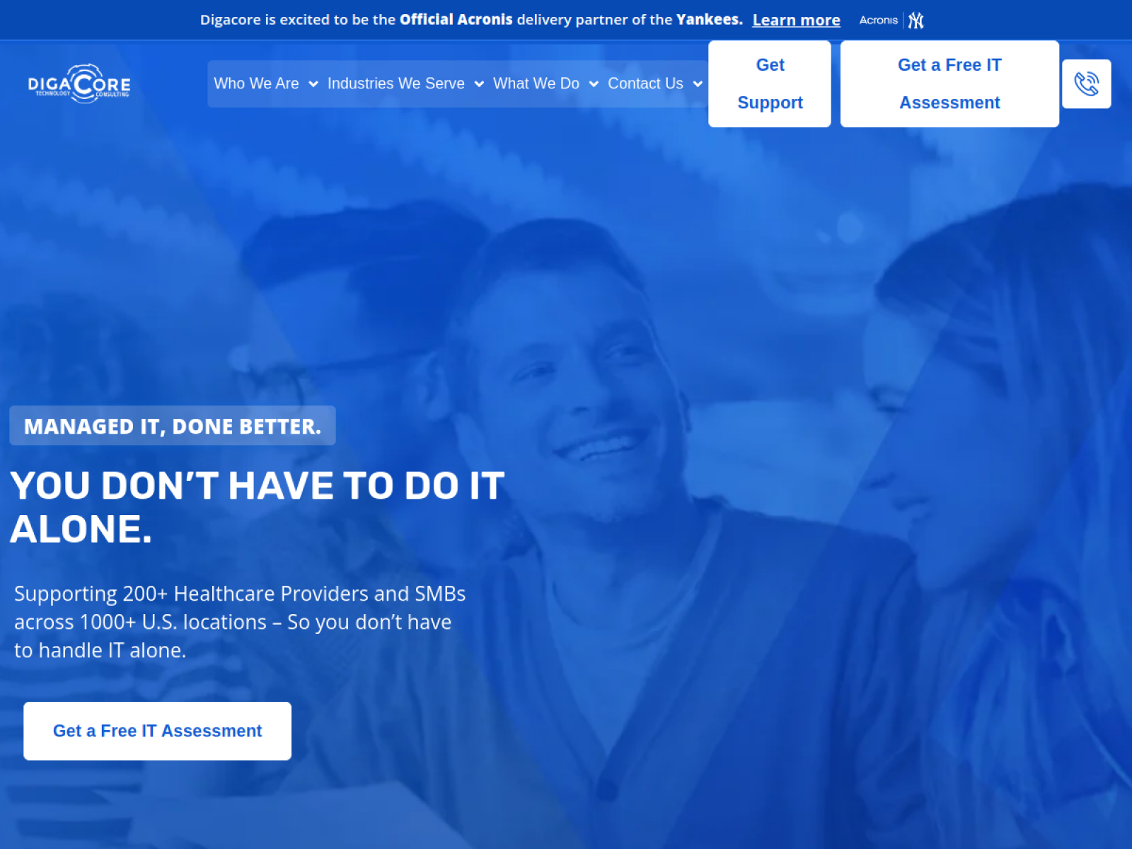 Homepage of Digacore, an IT company serving New Jersey businesses