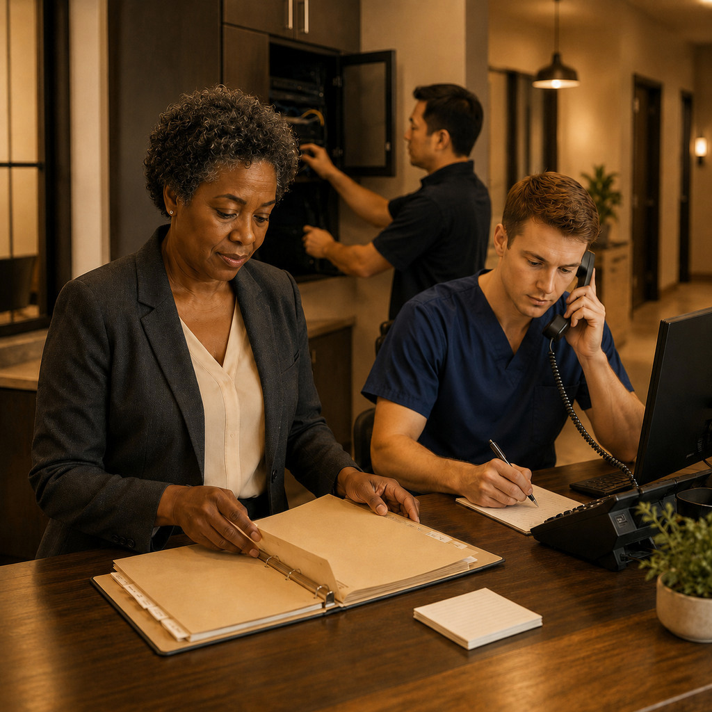 Healthcare team following a business continuity and data recovery plan