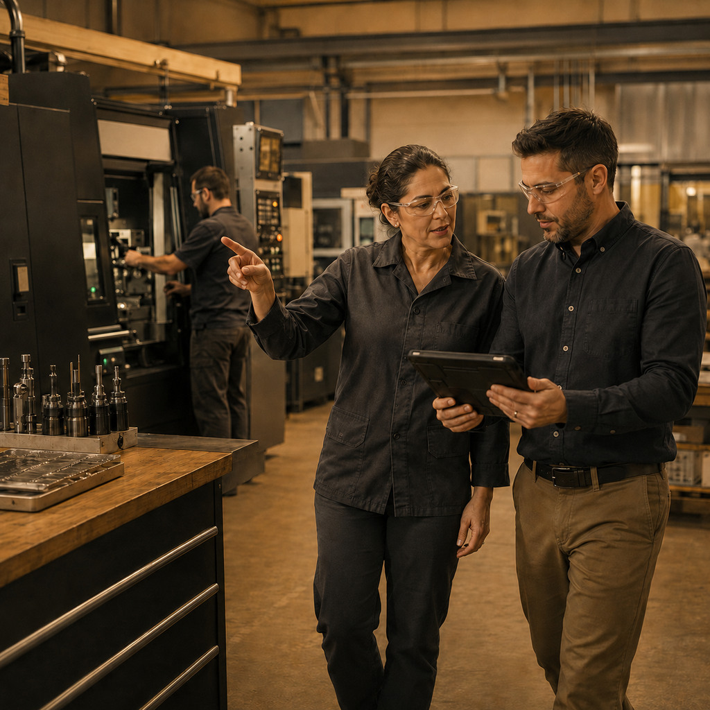 Manufacturing team reviewing cloud backup and disaster recovery needs