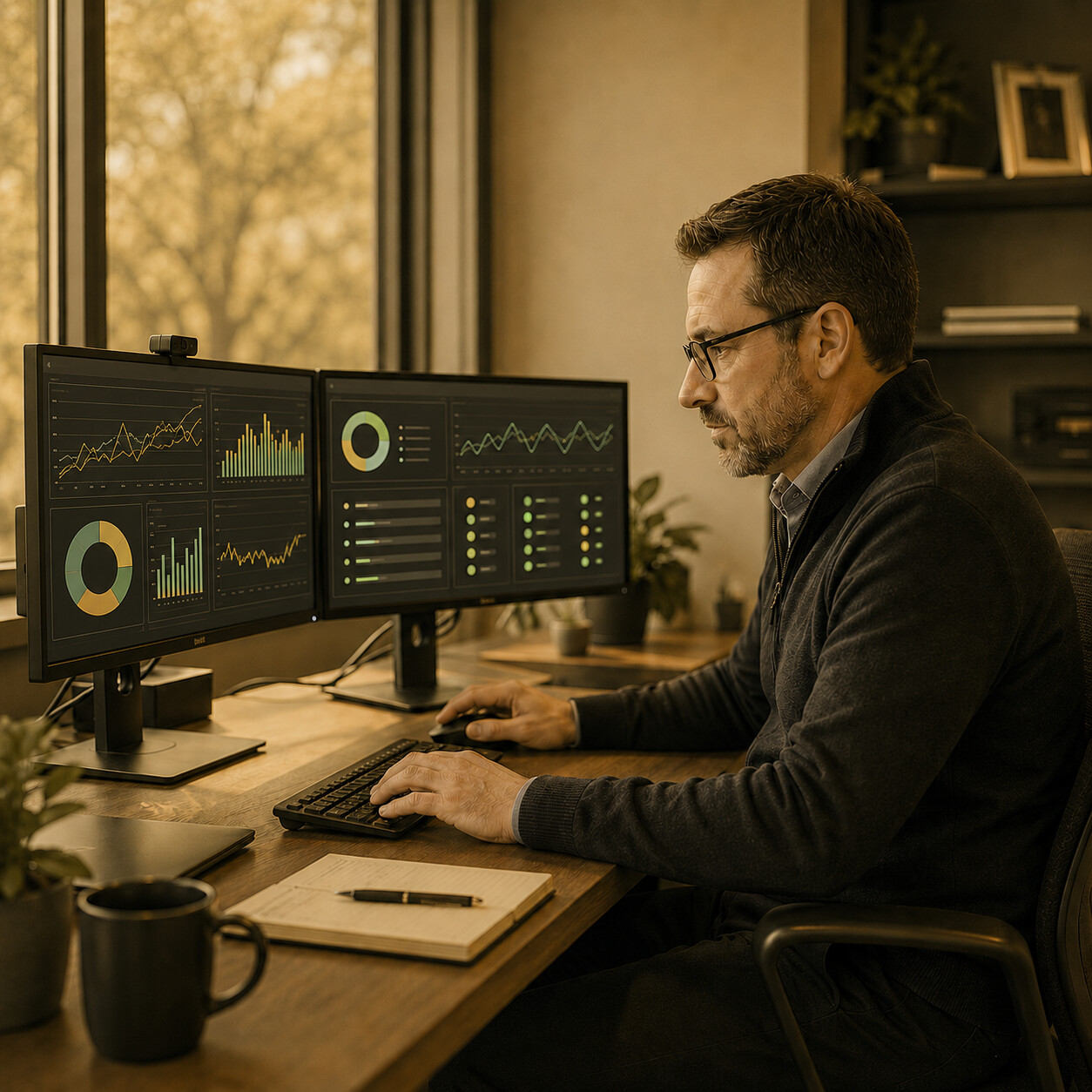 Cloud operations specialist reviewing managed cloud service health dashboards