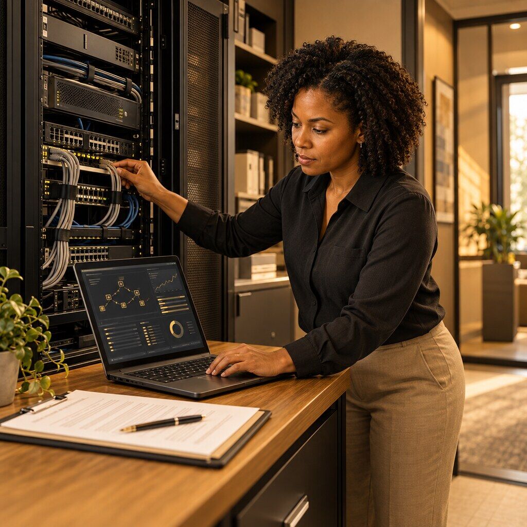 Cybersecurity professional conducting an authorized penetration test on a New Jersey business network