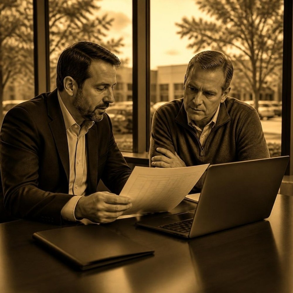 Monmouth Cyber consultant reviewing a security questionnaire with a Parsippany, NJ business owner