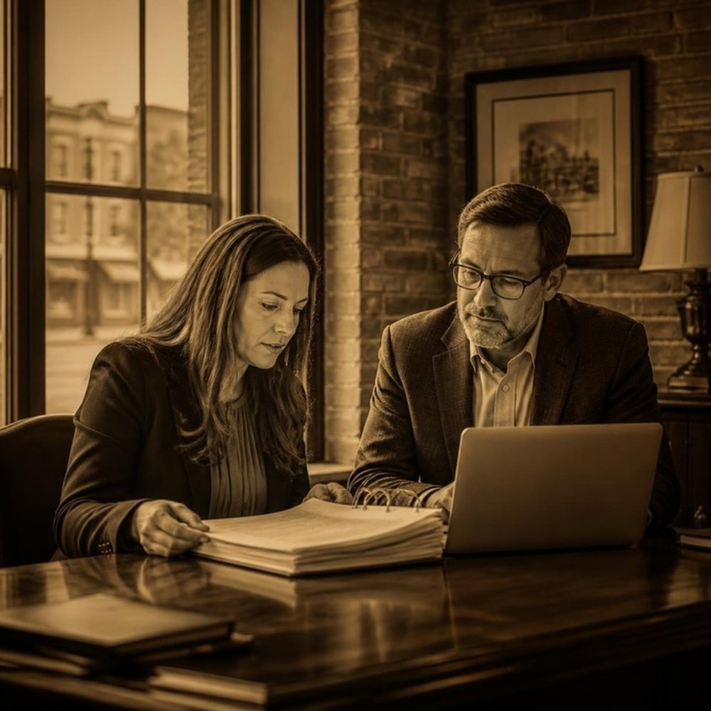 Monmouth Cyber compliance specialist reviewing documentation with a Westfield, NJ financial adviser